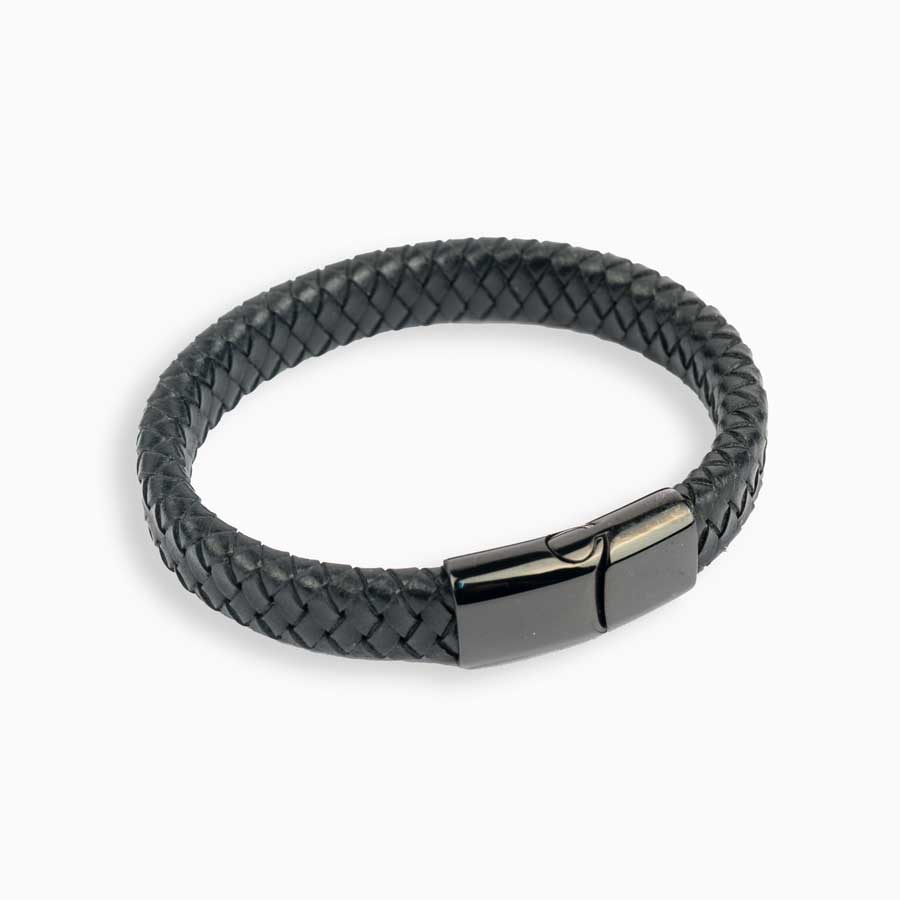 Bracelet infini cordon noir et métal black homme - Ninanina