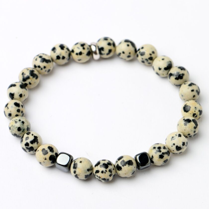Bracelet Femme Pierre Naturelle Jaspe Dalmatien – Authentique Et Élégant